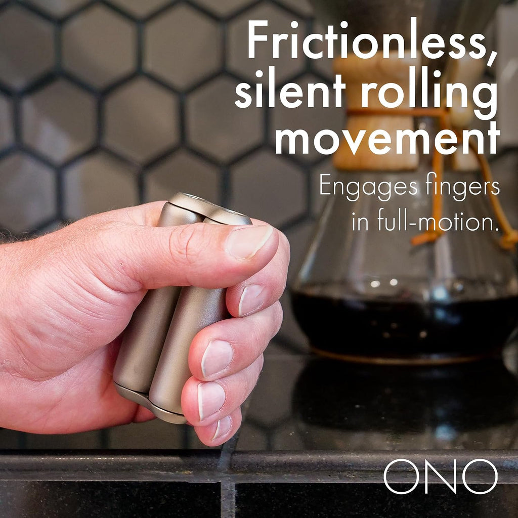 ONO Roller - Juguete antiestrés de mano para adultos | Ayuda a aliviar el estrés, la ansiedad, la tensión | Promueve la concentración, la claridad | Diseño compacto y portátil (titanio, tamaño junior