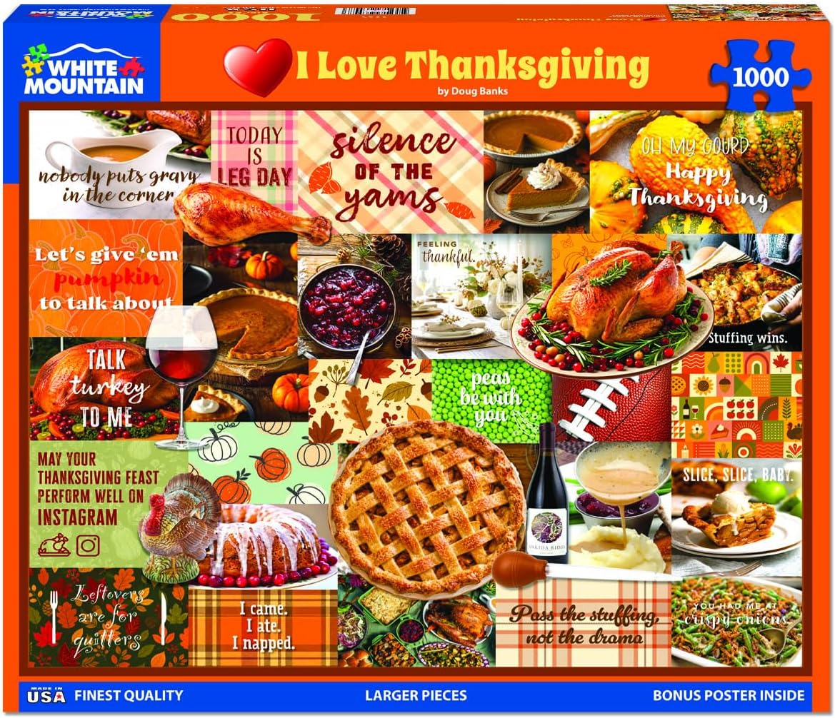 blanco Mountain Rompecabezas de 1000 piezas I Love Thanksgiving