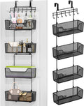 HapiRm Organizador Sobre la Puerta - Organizador de Puerta Colgante con 4 Canastas Metálicas de Gran Capacidad y Gancho Ajustable para Ropa para Baño Dormitorio Cocina Despensa Armario de Cocina