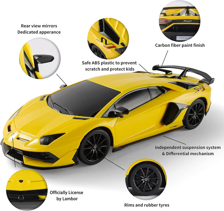 BEZGAR - Auto a control remoto Lambo a escala 1:24, automóvil de ju...