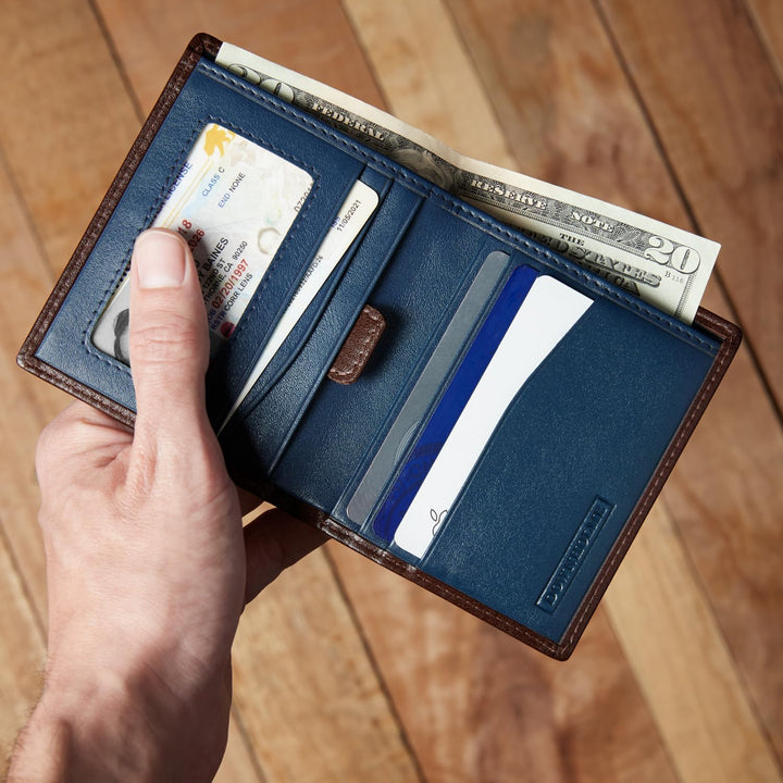 Downholme Cartera de Cuero Bifold de Silueta Delgada para Hombre, M...