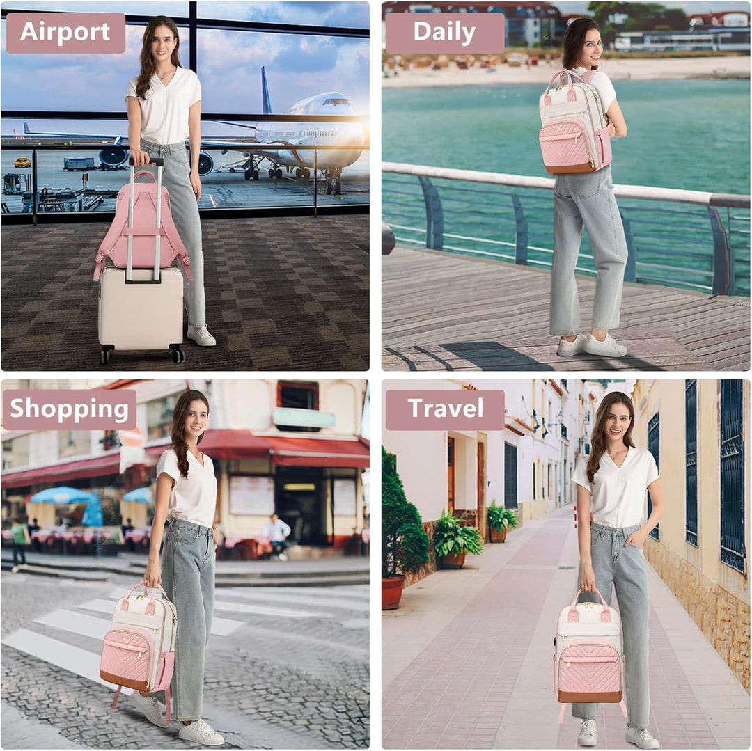 bagswan Mochila para laptop para mujer, 72-rosa beige, 15,6 pulg.,...