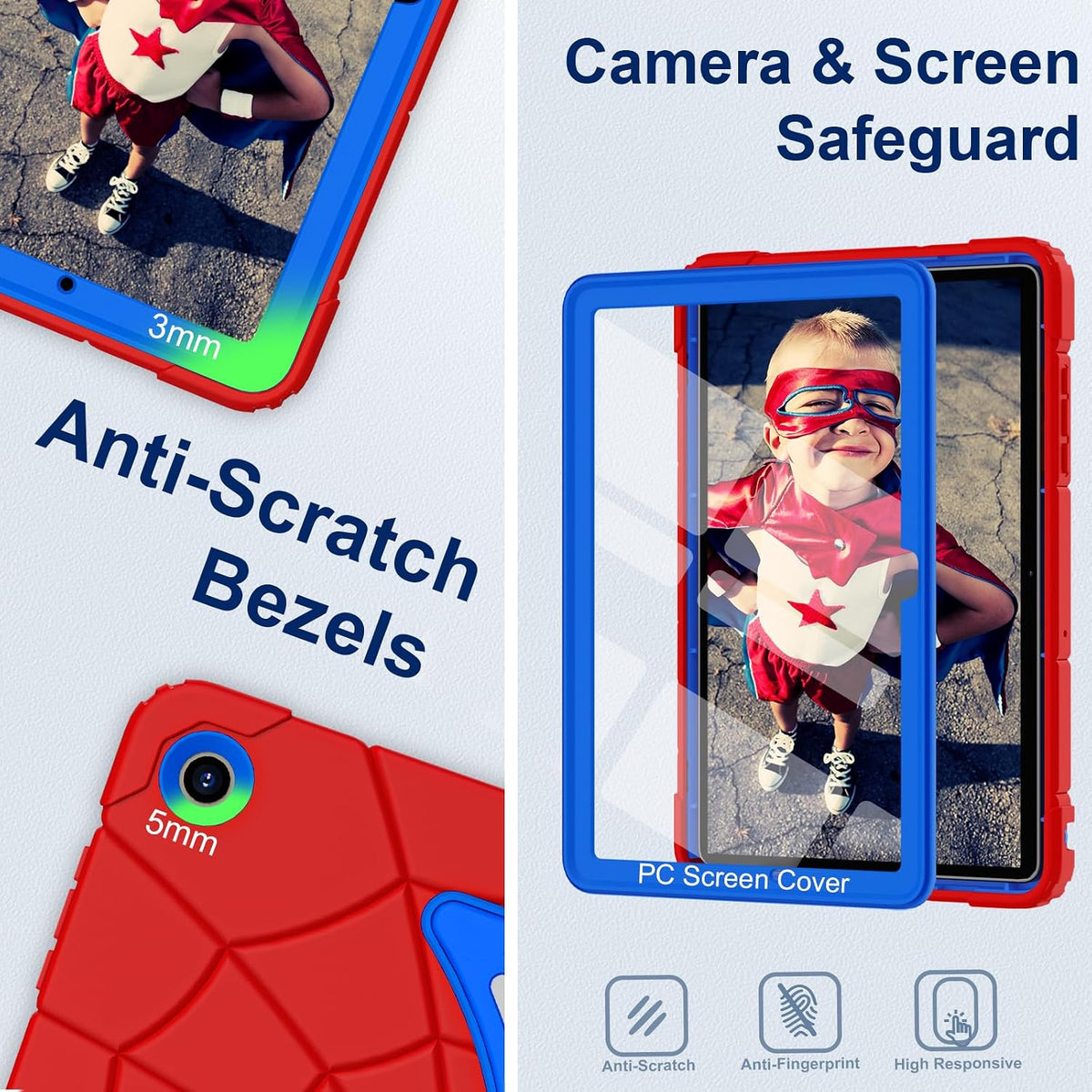Funda a prueba de golpes para Samsung Galaxy Tab A11+ Plus/A9+ 11", color rojo y azul