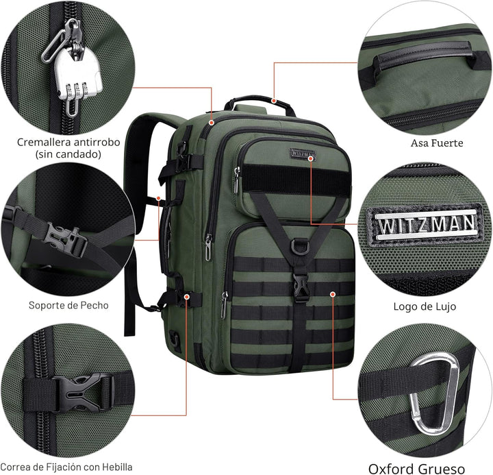 WITZMAN - Mochila de viaje para llevar a bordo para hombres, conver...