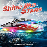 JOI MEW Barco RC para Niños con Luces LED, Barcos de Carreras de Co...