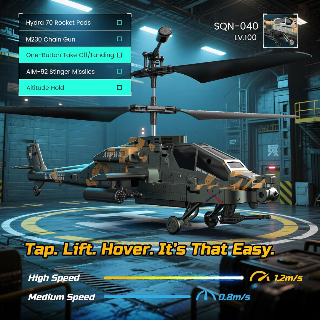 DEERC Helicóptero RC Apache para niños de 8-12 años, helicóptero de...