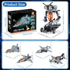 Kit de construcción de robot STEM RC 5 en 1, juego de construcción de aviones Fighter Jet con aplicación y control remoto de 2.4 GHz, juguetes de avión de combate transformables técnicos para niños de 6 7 8 9 10 11 12 + regalos de cumpleaños