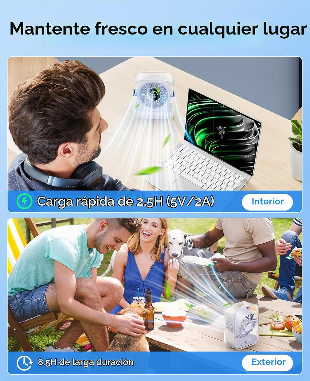 KIMMOO Ventilador de escritorio USB, ventilador de mesa silencioso...