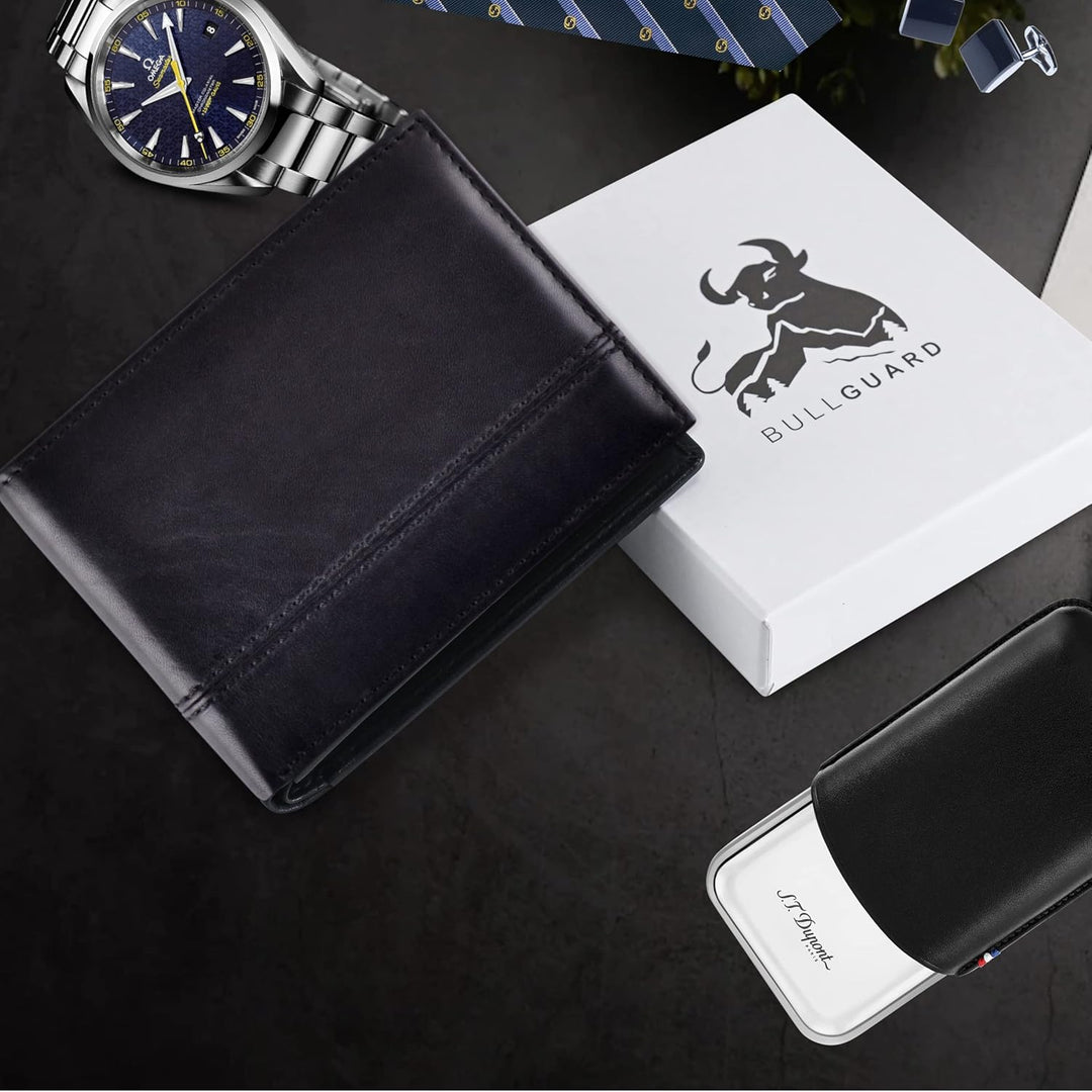 BULL GUARD Cartera de Cuero Rfid | El Bifold Delgado del Caballero...