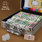 Queensell Juego de dominó de tren mexicano doble 15 para adultos y familia, juego de dominó doble de tren mexicano de 15 puntos de colores, 136 azulejos, 9 trenes, cubo de madera, caja de aluminio (doble 15)