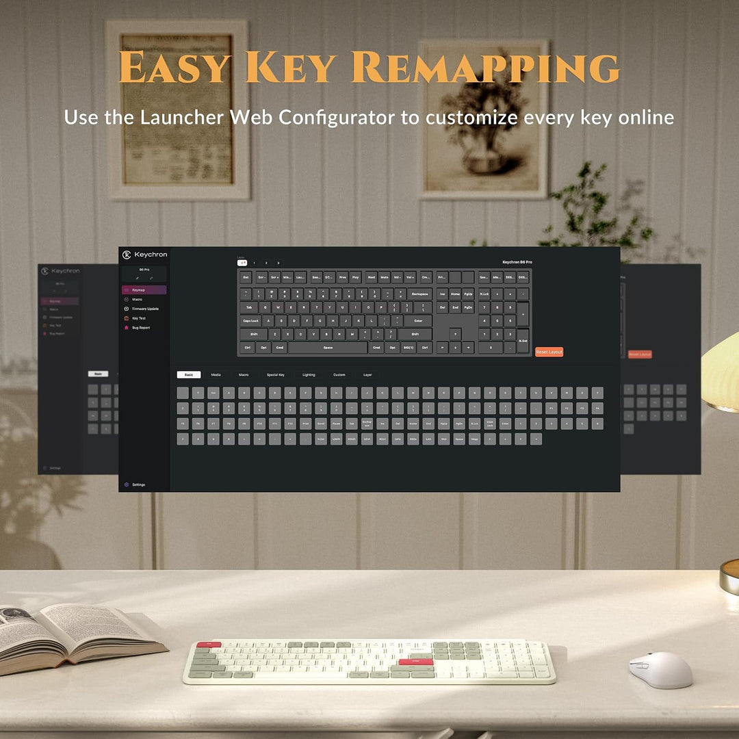 Keychron Teclado inalámbrico ultrafino B6 Pro, ZMK de tamaño comple...