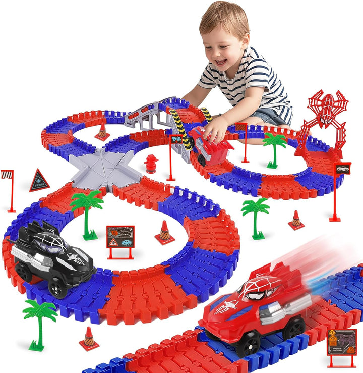 Juguetes de Spider para niños de 4 a 6 años, pista de carreras de 2...