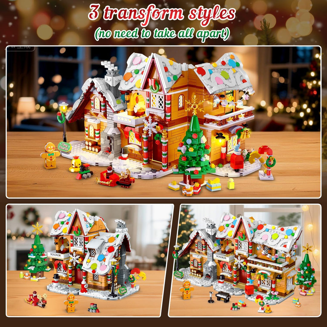 Juego de construcción de casa de jengibre de Navidad de 3