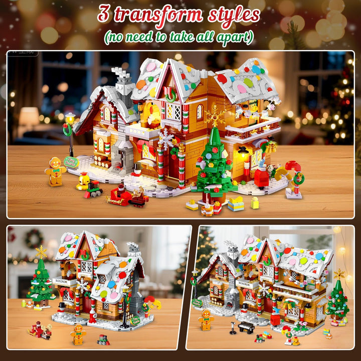 Juego de construcción de casa de jengibre de Navidad de 3