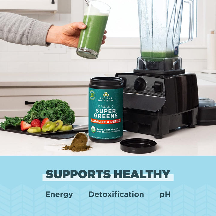 Ancient Nutrition Supergreens Alkalize &amp; Detox - Polvo de super...