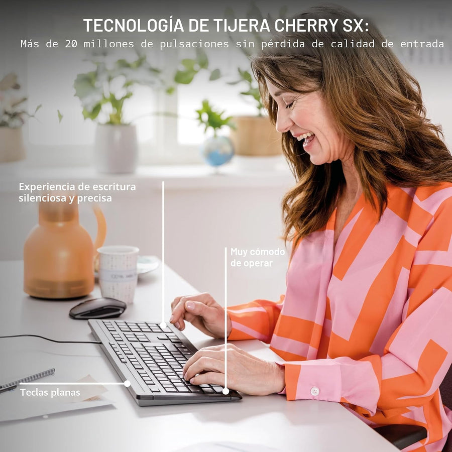 Cherry Teclado Stream, teclado con cable para PC\/portátil, teclas...