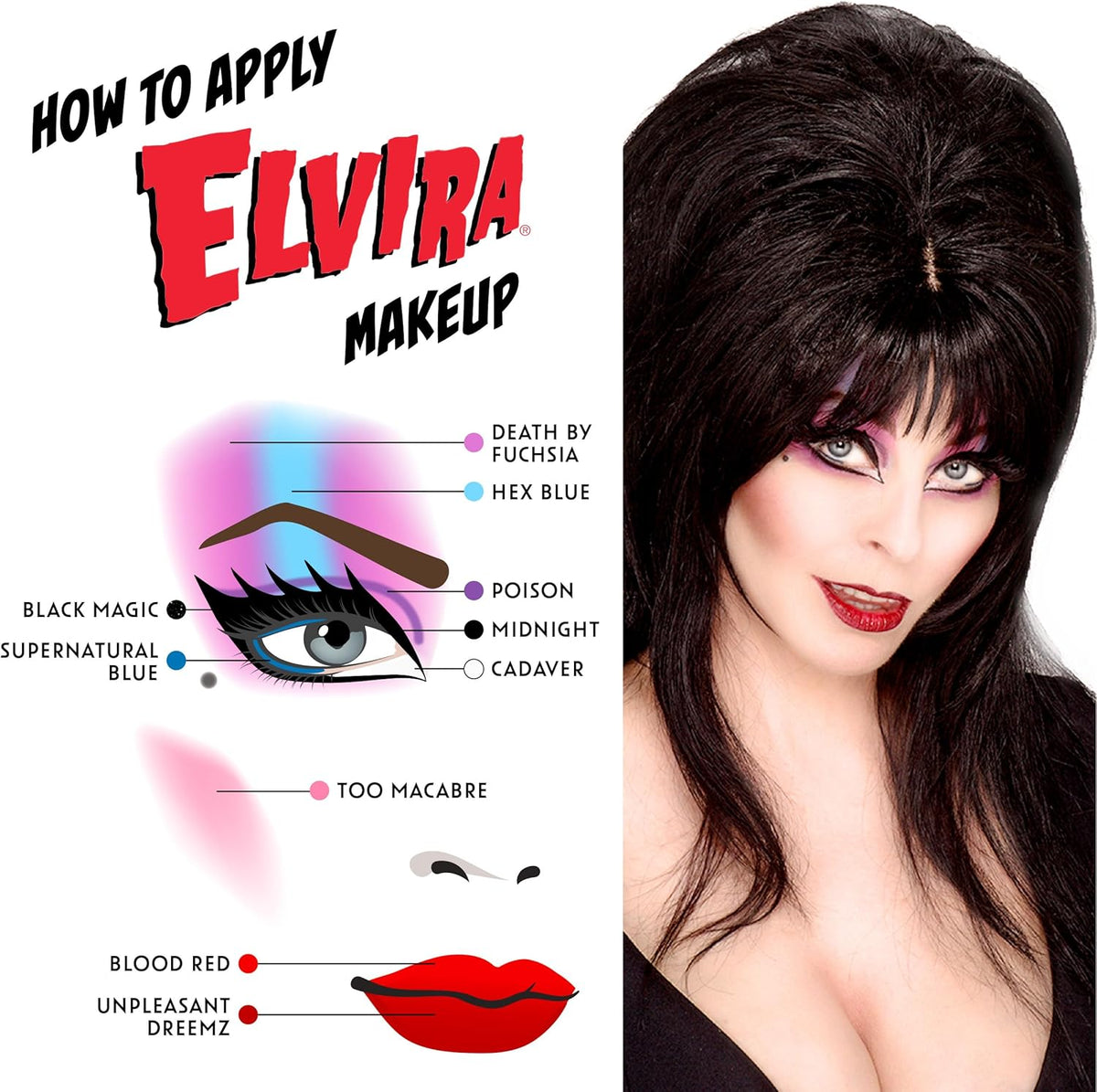 Rubies Kit de maquillaje con licencia oficial de Elvira, juego comp...
