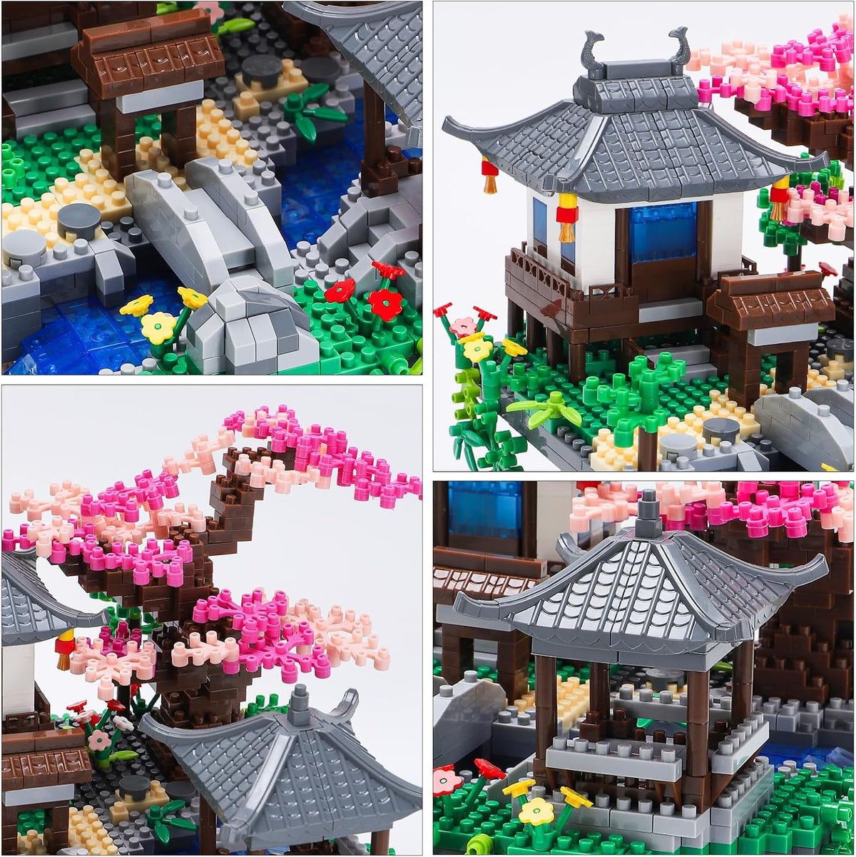 CAXIMSY - Juego de bloques de construcción de casa bonsái de flor de cerezo 3320 PIEZAS, arquitectura china de micro mini bloques de construcción de flor de durazno, juguete de construcción para niños
