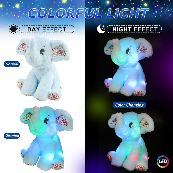 BSTAOFY Juguete de peluche suave de elefante iluminado con luces LE...
