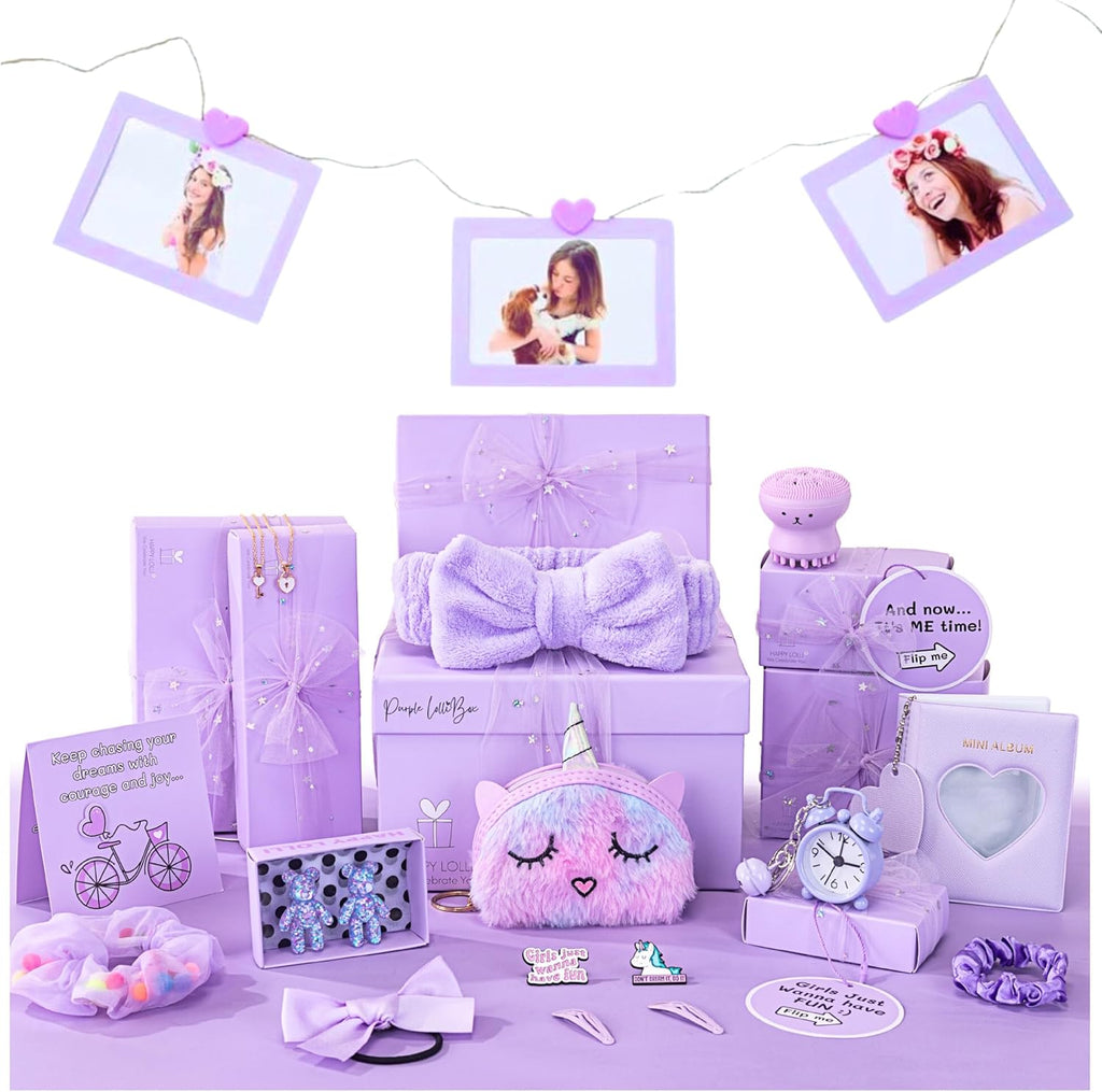 LolliBox Birthday Gift Set para niñasTween y adolescentes de 8–15 años, lista para regalar, 8 regalos envueltos individualmente
