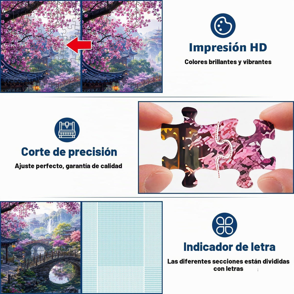 Paquete de 3 rompecabezas de 1000 piezas para adultos, paisajes de jardín