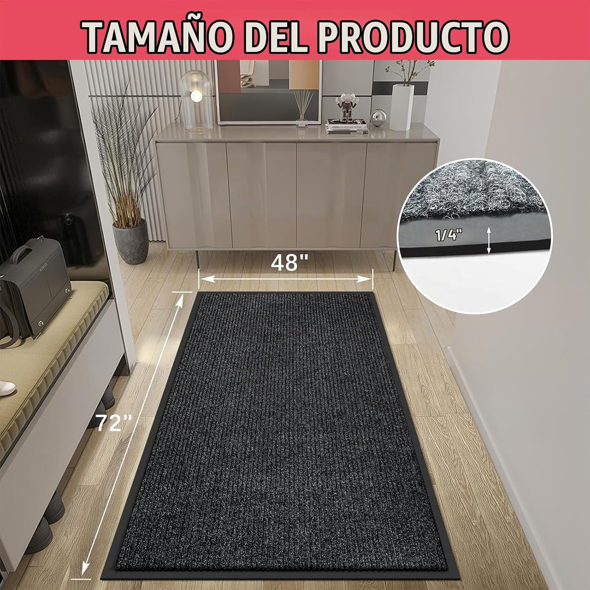 Kuyal Tapete para puerta delantera, 4 x 6 pies para interiores y exteriores