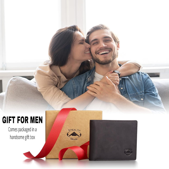 Stealth Mode Billetera de cuero para hombre. Billetera con RFID + 8...