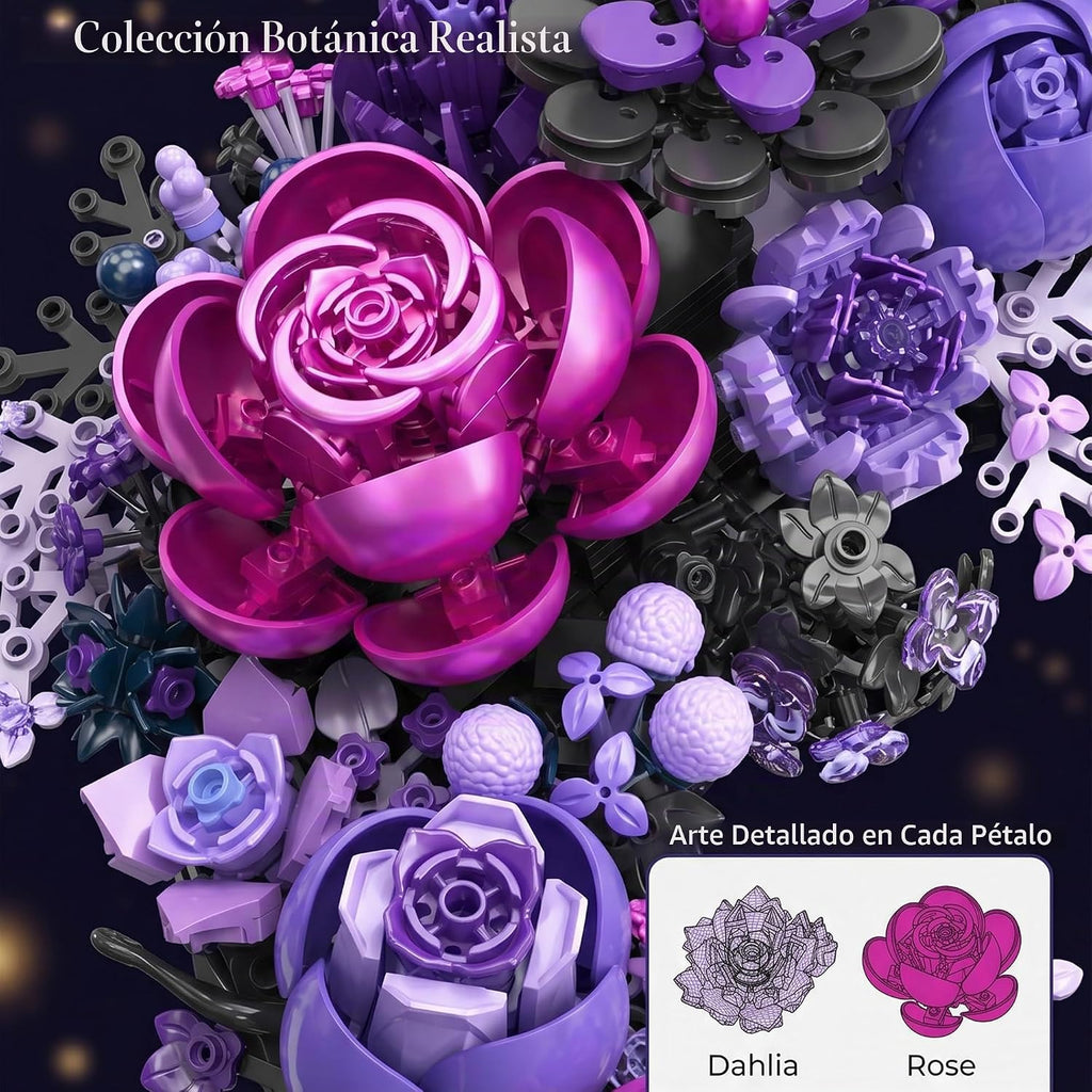 Purple Moon Flower Building Set, Botanicals Wall Art Decor