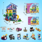 HOGOKIDS Juego de Construcción de Casa para Niñas con Luz LED y Coche para Juego de Rol Infantil