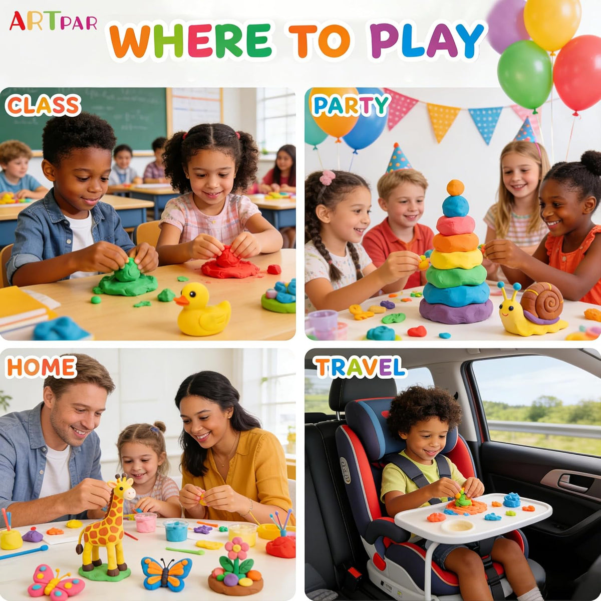 Arcilla seca al aire para niños, 160 colores de modelado de arcilla