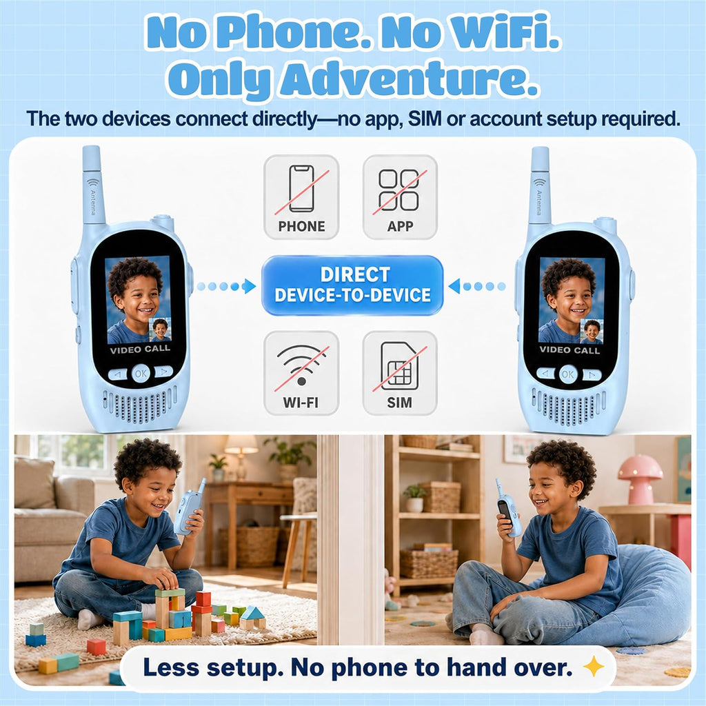 Walkie Talkies de video para niños, paquete de 2 juguetes recargables para cámara y pantalla, chat de campamento de largo alcance para interiores y exteriores, radios bidireccionales, regalos de