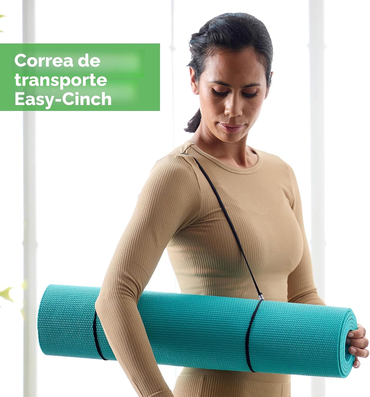 Gaiam Essentials 1/4" Thin (6mm) Yoga & Pilates, Fitness & Exercise Mat con Easy-Cinch Carrier Strap Cusion Support para Fitness y Gym Workouts