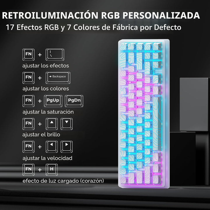 HITIME x XVX M67 Teclado inalámbrico 60% por ciento, teclado topogr...
