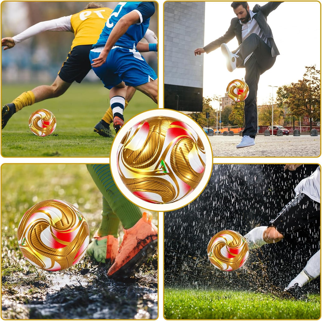 Balón de fútbol tamaño 5, piel sintética impermeable, pelota oficial de partido, con bomba y agujas