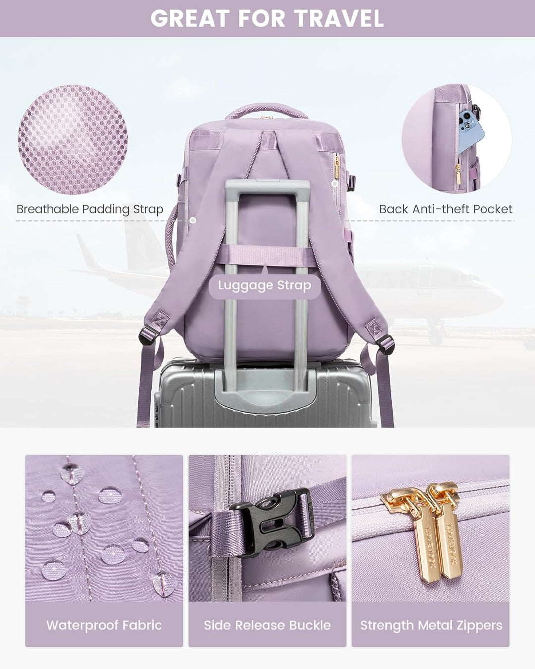 LOVEVOOK Mochila de viaje grande para mujer, mochila de transporte...