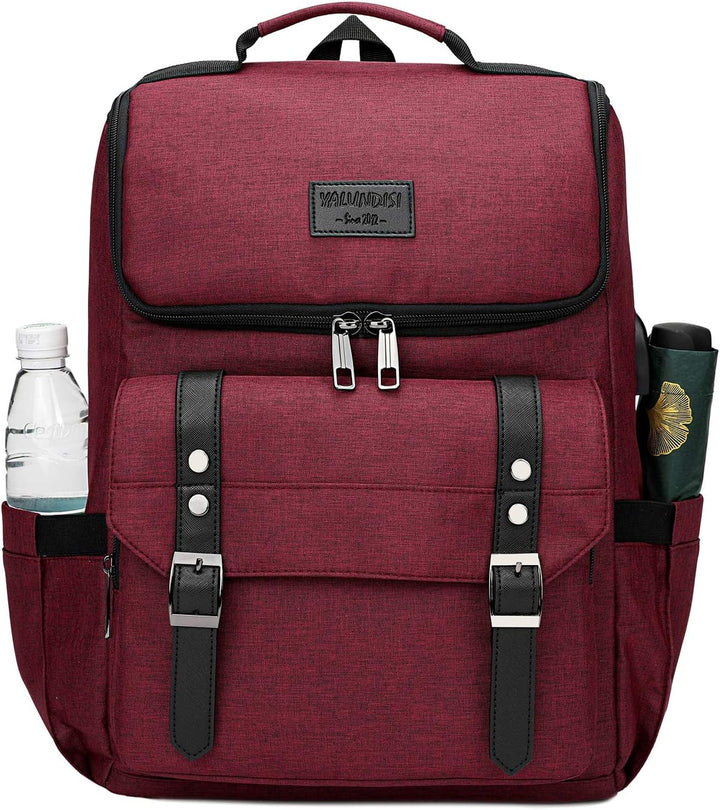 YALUNDISI Mochila vintage de viaje para laptop con puerto de carga...