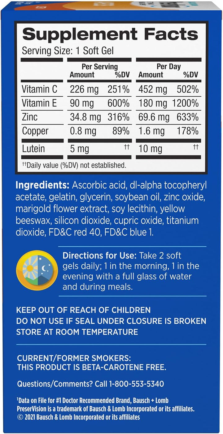 Suplemento de vitaminas y minerales para los ojos PreserVision de B...