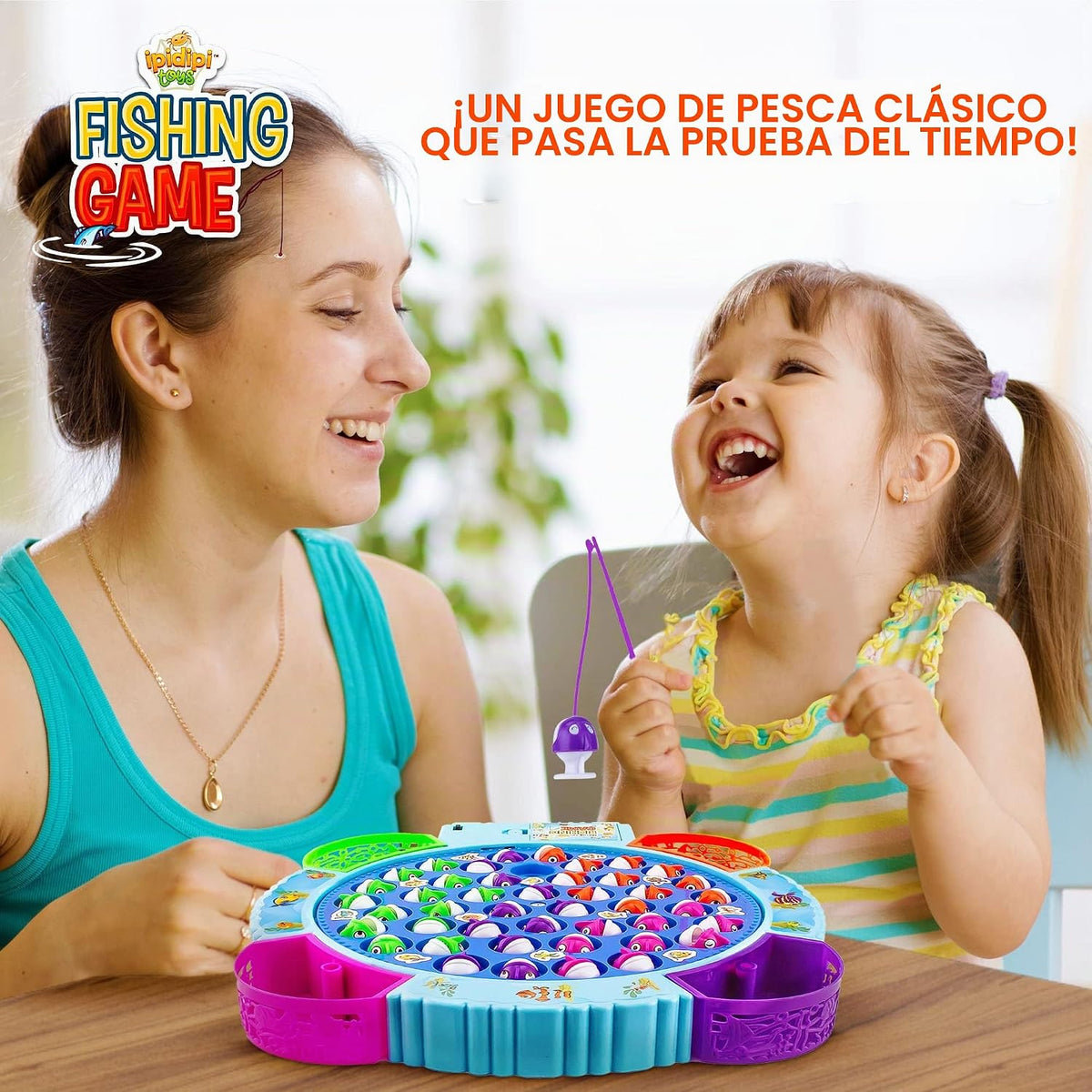 IPIDIPI TOYS Juego de pesca para niños, 45 peces y 8 bastones - Juguete