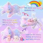Hopearl Gatito de peluche con luces LED, mamá gato iluminada con 3 gatitos bebé en su barriga, juego de peluches con luces de noche que brillan en la oscuridad para mamá, niños, niñas pequeñas
