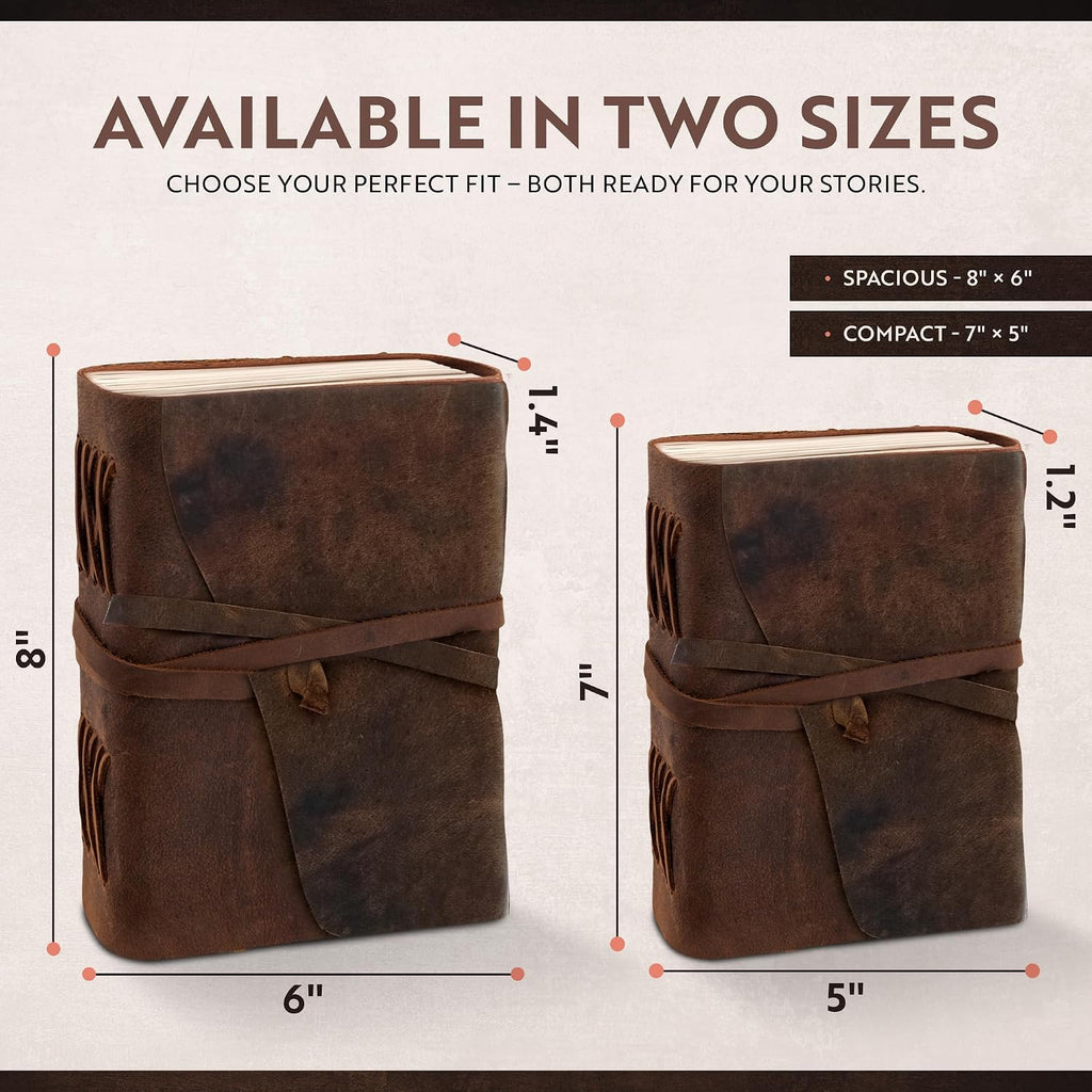 MOONSTER® - Cuaderno de papel rayado de cuero para escribir para mujeres y hombres, cuadernos grandes a rayas de 8 x 6 pulgadas, papel kraft con 400 páginas, papel rayado no recargable con rayas