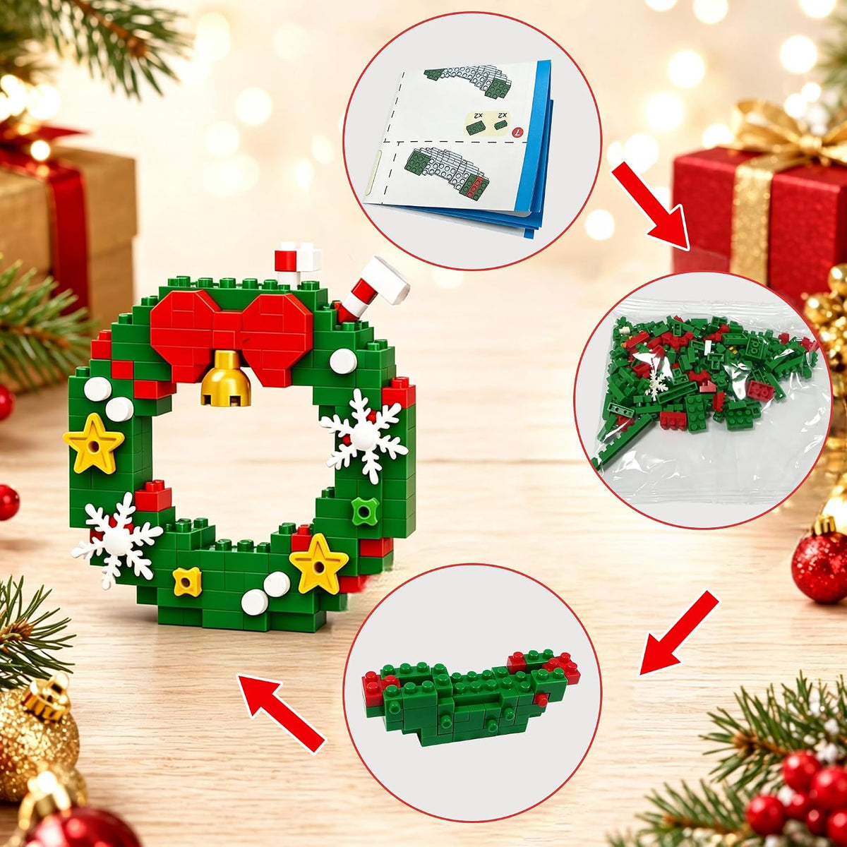 Calendario de Adviento de Navidad, bloques de construcción, 12 días Mini