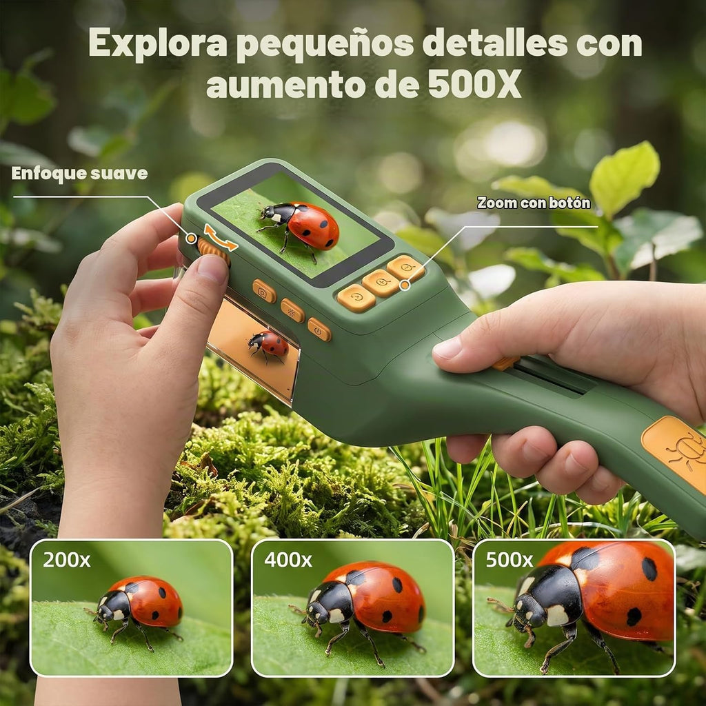 Atrapa insectos para niños con lupa 500X, juguetes educativos de