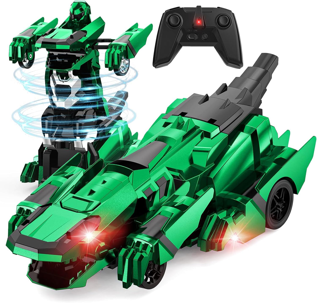 Kroyedfuw Coches de control remoto de dinosaurio, robot transformad...