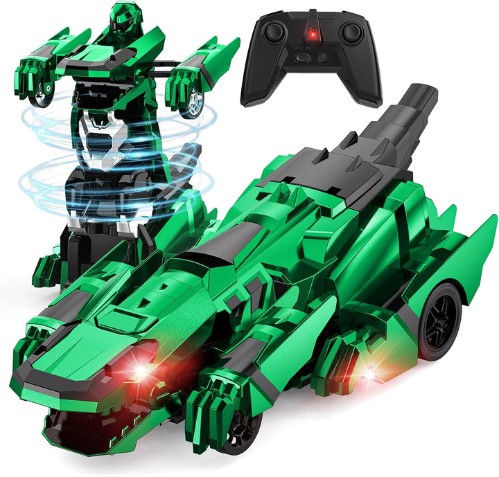 Kroyedfuw Coches de control remoto de dinosaurio, robot transformad...