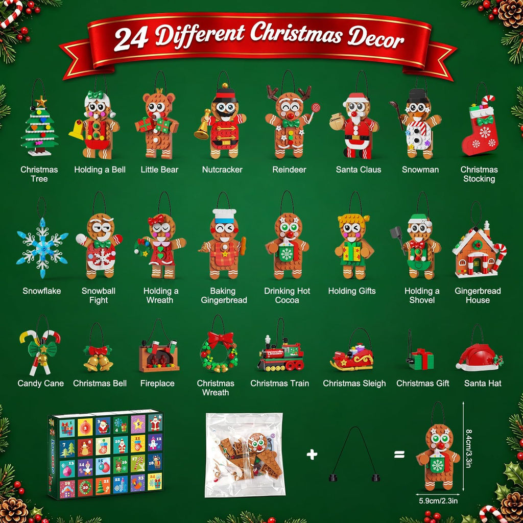 INSOON Calendario de Adviento 2026 Juego de adornos navideños de pan de