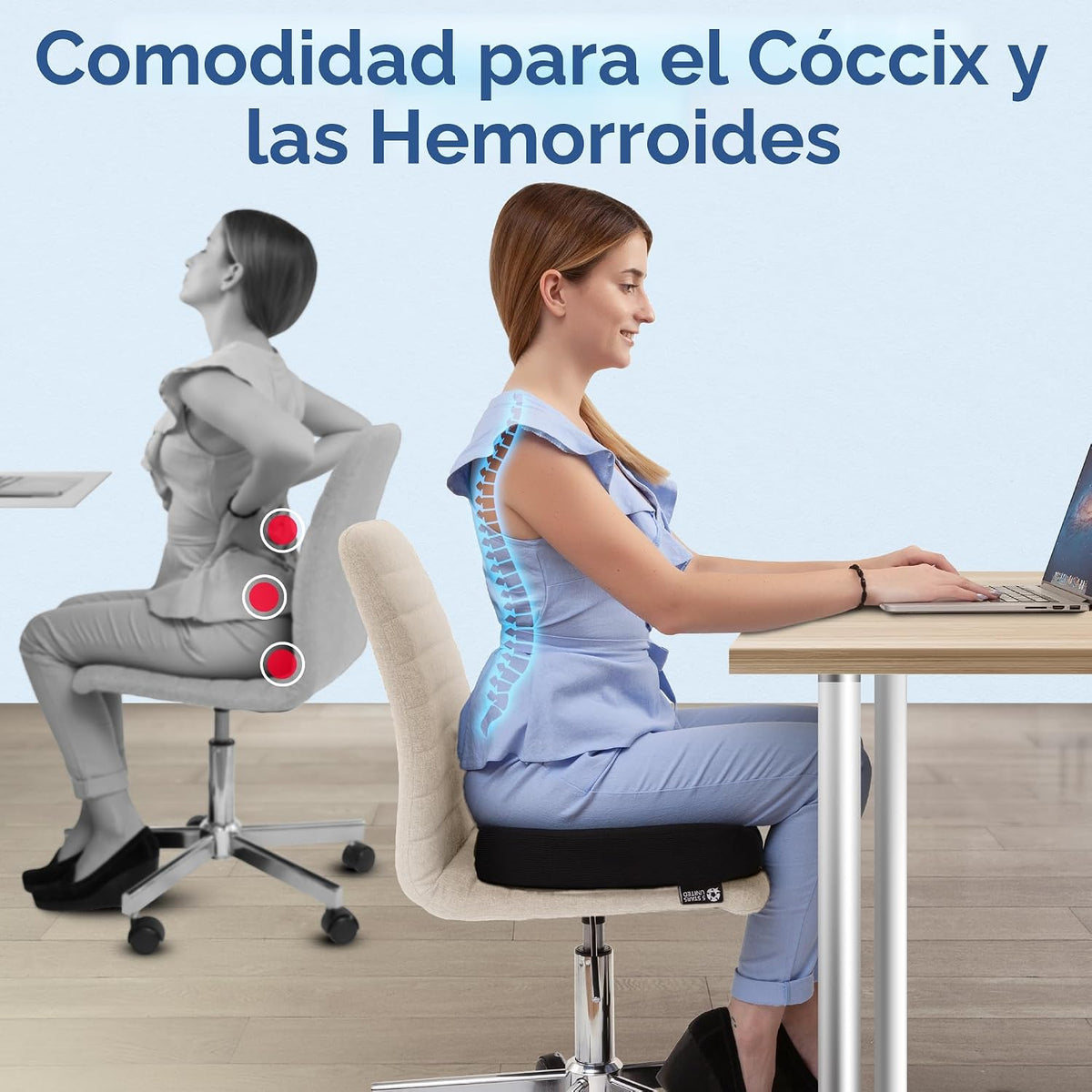 5 STARS UNITED - Almohada de dona para dolor de coxis y hemorroides, cojín de asiento grande de espuma viscoelástica para áreas propensas a llagas de cama y alivio de presión, apoyo para próstata
