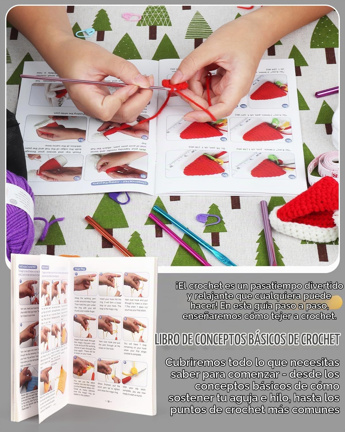 Aeelike - Kit de ganchillo para principiantes, adultos y niños, kits completos de ganchillo, color gris