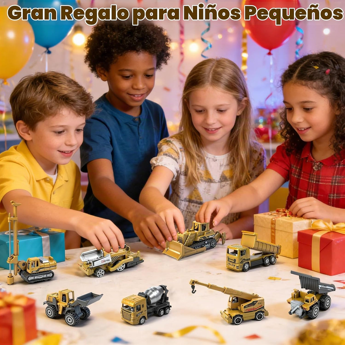 Paquete de 12 juguetes de construcción fundidos a presión, mini autos de