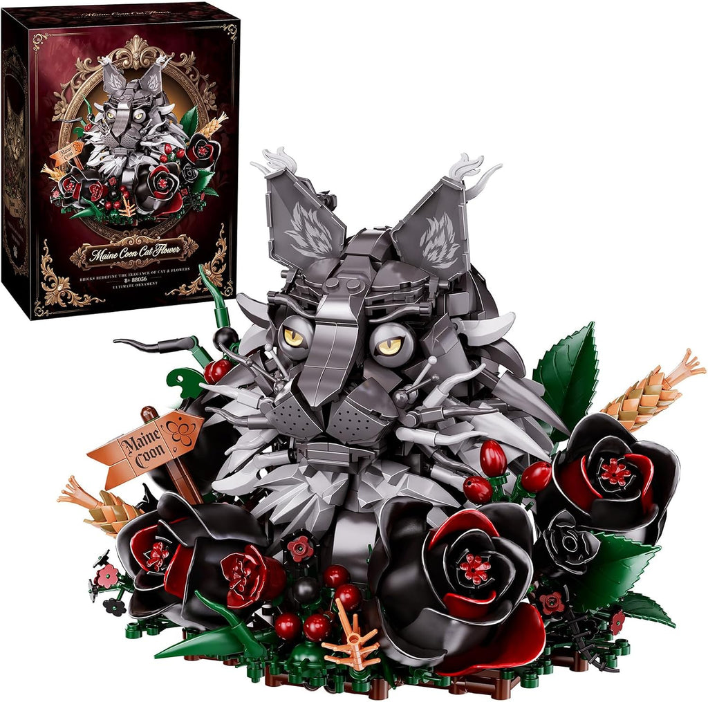 Gothic Maine Coon - Juego de construcción para gatos, ramo de rosas felinas