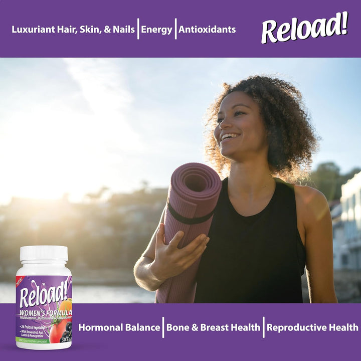 Reload! Para mujeres, todo natural, multivitamínico, multimineral y...